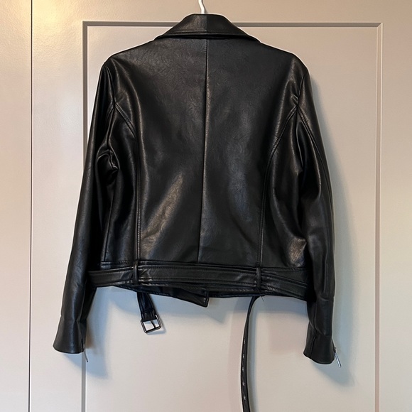 Nordstrom Elodie Faux Leather Jacket Black Biker XL - Picture 5 of 7